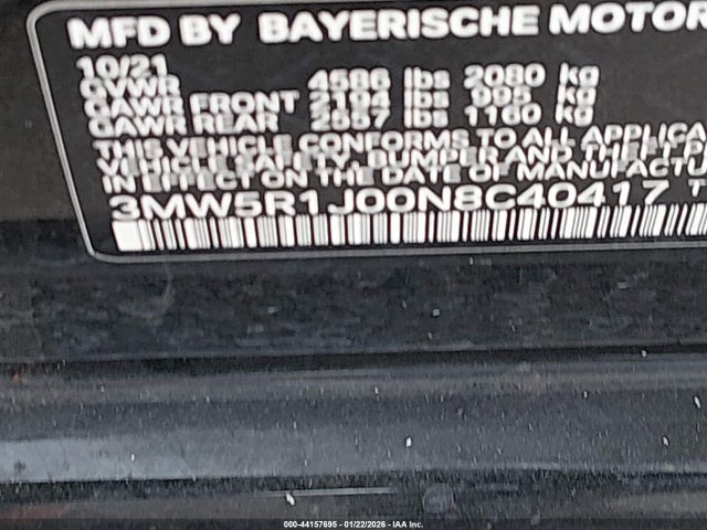 3MW5R1J00N8C40417 BMW 330I
