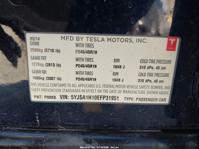 2014 TESLA MODEL S 5YJSA1H10EFP31951 Photo 8