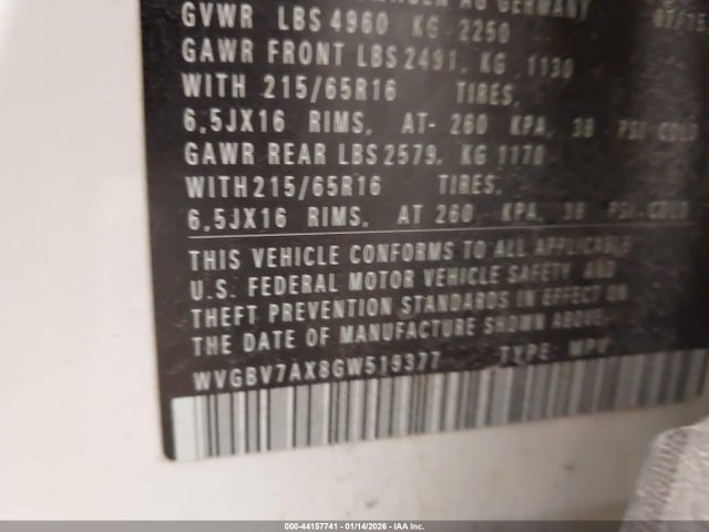 2016 VOLKSWAGEN TIGUAN WVGBV7AX8GW519377 Photo 8