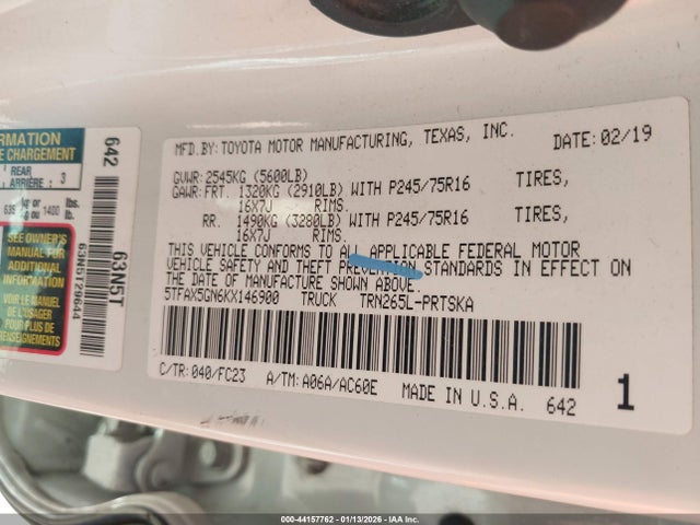 5TFAX5GN6KX146900 Toyota Tacoma Sr5