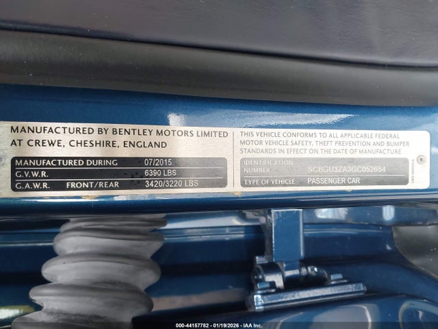SCBGU3ZA3GC052654 Bentley Continental Gt W12