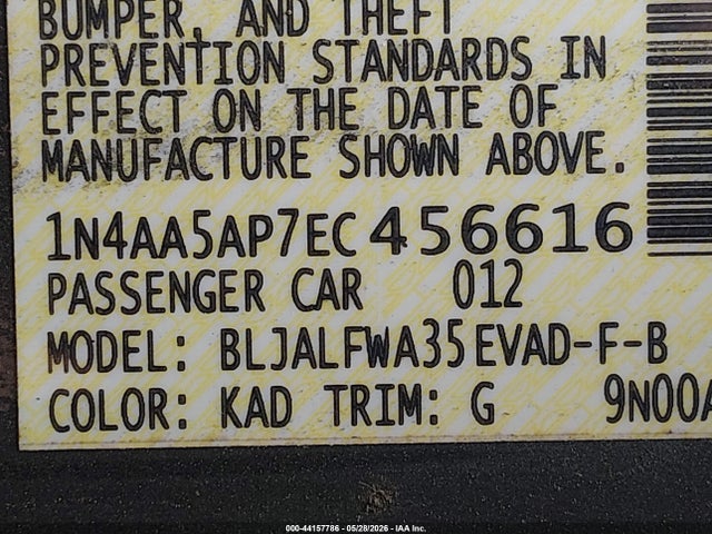 Aukcja sprzedaży 2014 Nissan Maxima 3.5 Sv, vin: 1N4AA5AP7EC456616, numer aukcji: 44157786