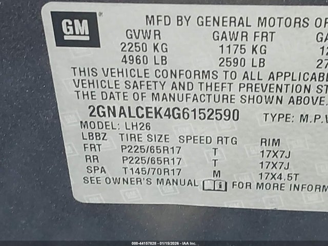 2016 CHEVROLET EQUINOX 2GNALCEK4G6152590 Photo 8