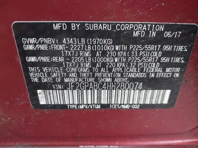 Subaru Crosstrek 2.0i Premium 2017 JF2GPABC4HH280074 Image 9