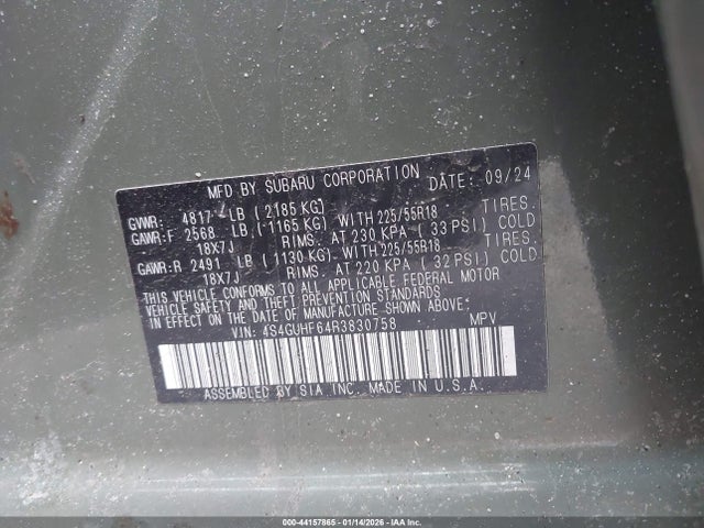 4S4GUHF64R3830758 Subaru Crosstrek Sport