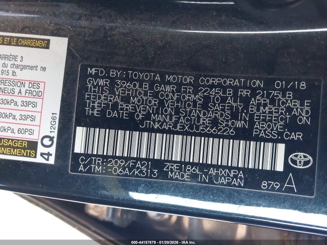 JTNKARJEXJJ566226 Toyota COROLLA IM