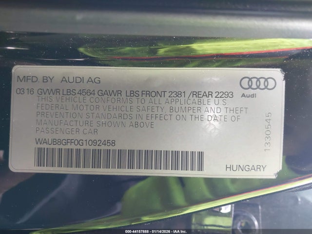 2016 AUDI A3 WAUB8GFF0G1092458 Photo 8