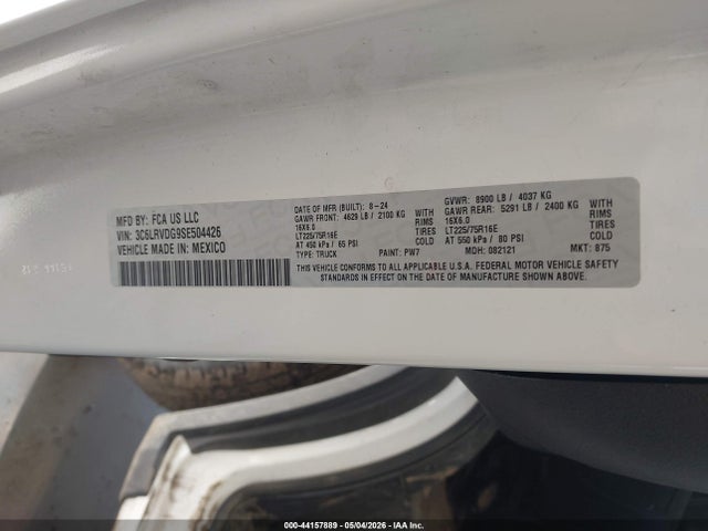 Продажа на аукционе авто 2025 Ram Promaster 2500 Tradesman High Roof 159 Wb W/pass Seat, vin: 3C6LRVDG9SE504426, номер лота: 44157889
