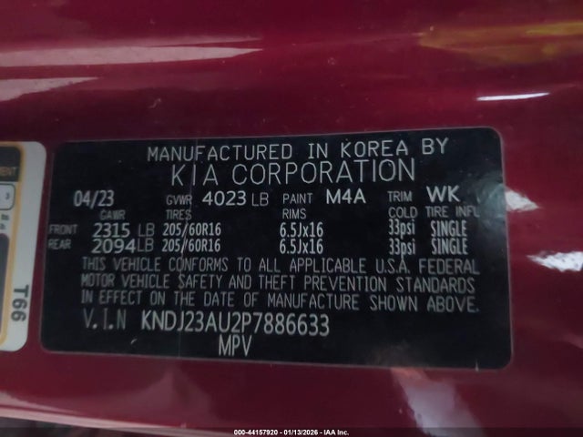 Продаж на аукціоні авто 2023 Kia Soul Lx, vin: KNDJ23AU2P7886633, номер лоту: 44157920