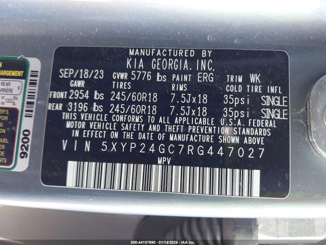 5XYP24GC7RG447027 KIA Telluride Lx