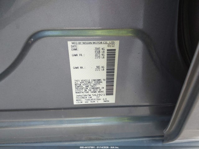 1N4AZ1BV7NC562921 Nissan Leaf S 40 Kwh