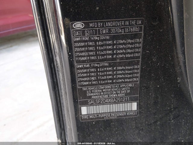 2011 LAND ROVER RANGE ROVER SPORT SALSF2D4XBA291211 Photo 8