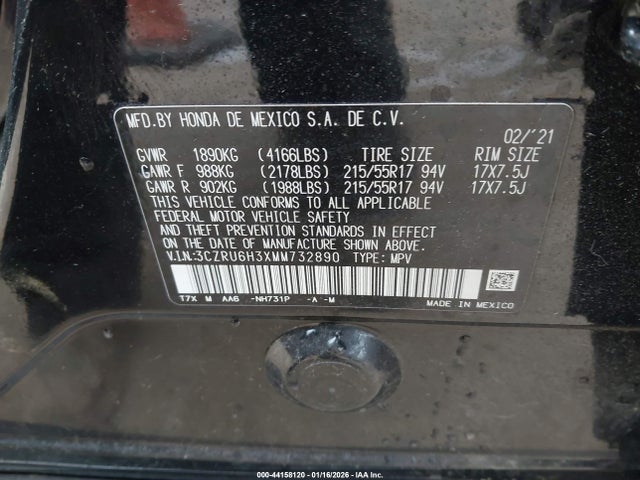 2021 HONDA HR-V 3CZRU6H3XMM732890 Photo 8