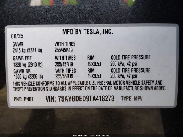 2026 TESLA MODEL Y 7SAYGDED9TA418273 Photo 8