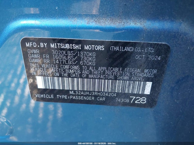 2024 MITSUBISHI MIRAGE ML32AUHJ3RH034204 Photo 8