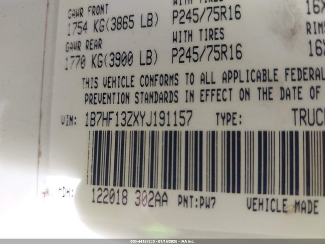 2000 DODGE RAM 1500 1B7HF13ZXYJ191157 Photo 8