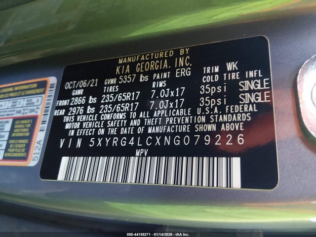 5XYRG4LCXNG079226 KIA SORENTO LX