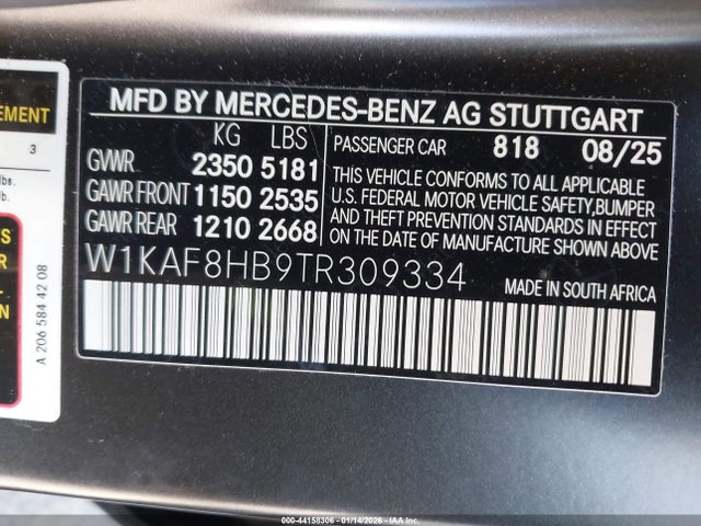 W1KAF8HB9TR309334 Mercedes-Benz Amg C 43 4matic