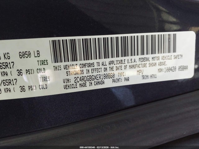2C4RDGBGXER180860 Dodge Grand Caravan Se