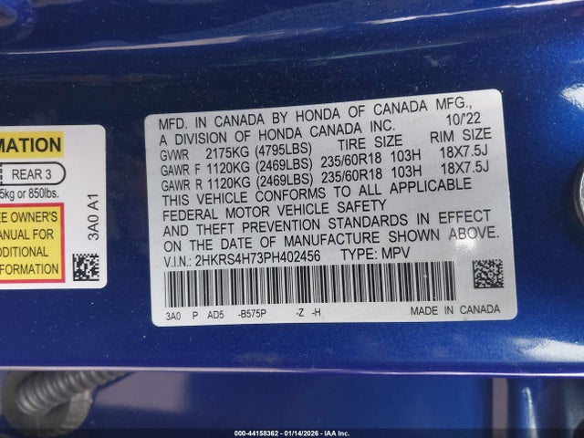 Honda Cr-v Ex-l Awd 2023 2HKRS4H73PH402456 Image 9