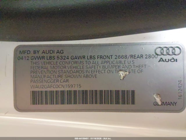 Aukcja sprzedaży 2012 Audi A7 Premium, vin: WAU2GAFC0CN159715, numer aukcji: 44158451