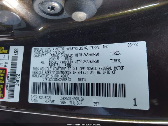 2022 TOYOTA TUNDRA HYBRID 5TFJC5DB1NX008613 Photo 8