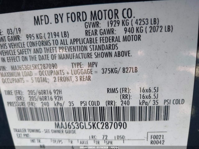 2019 FORD ECOSPORT MAJ6S3GL5KC287090 Photo 8