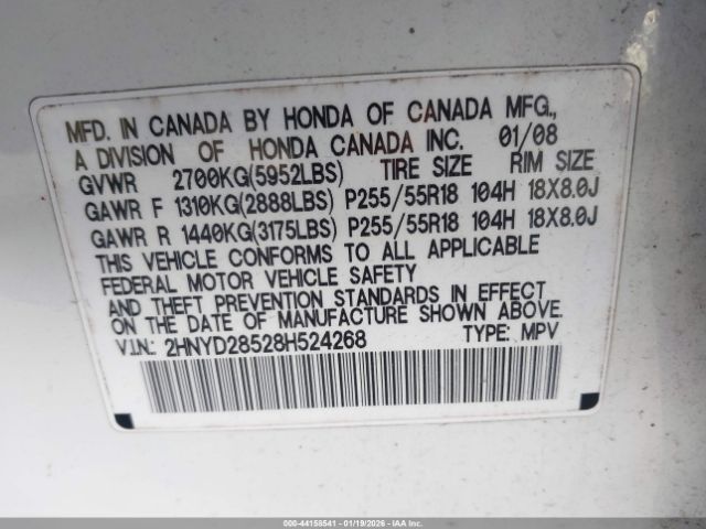 2008 ACURA MDX 2HNYD28528H524268 Photo 8
