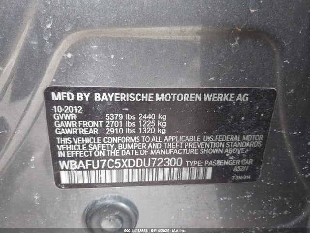 Продажа на аукционе авто 2013 Bmw 535i Xdrive, vin: WBAFU7C5XDDU72300, номер лота: 44158566
