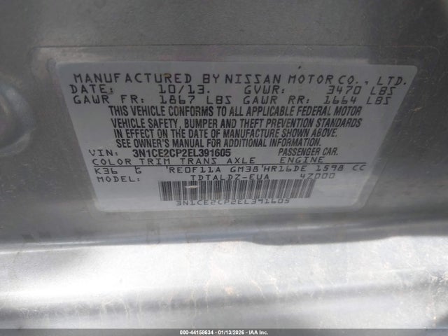 3N1CE2CP2EL391605 Nissan VERSA NOTE