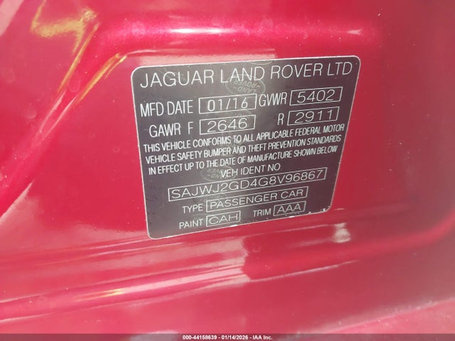 Продажа на аукционе авто 2016 Jaguar Xj Xjl Portfolio, vin: SAJWJ2GD4G8V96867, номер лота: 44158639