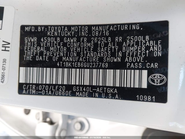 4T1BK1EB6GU237769 Toyota Avalon Xle Plus