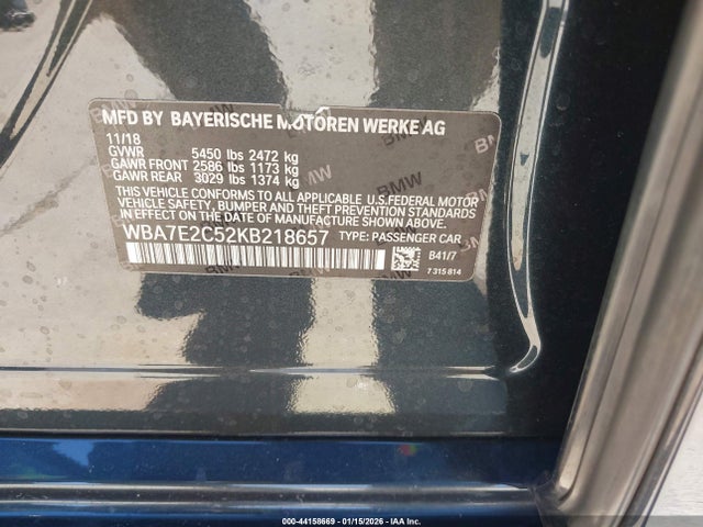 2019 BMW 740I WBA7E2C52KB218657 Photo 8