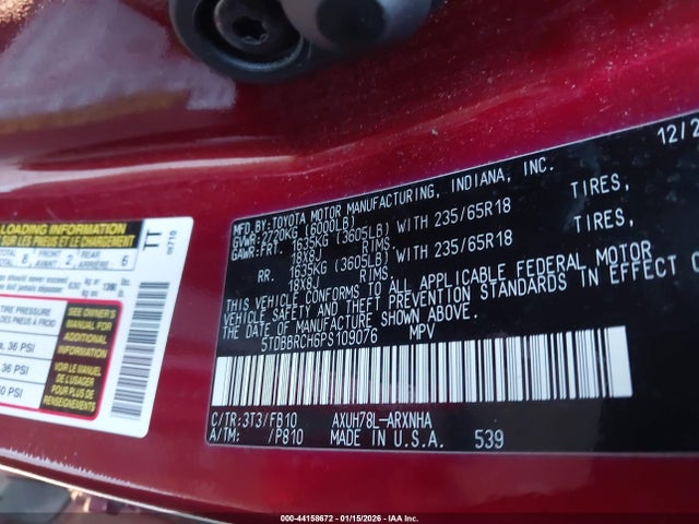 5TDBBRCH6PS109076 Toyota Highlander Hybrid Le