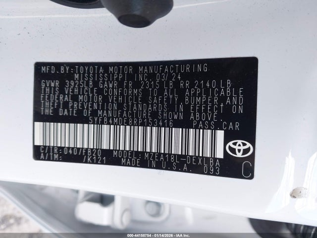 5YFB4MDE8RP153416 Toyota COROLLA LE
