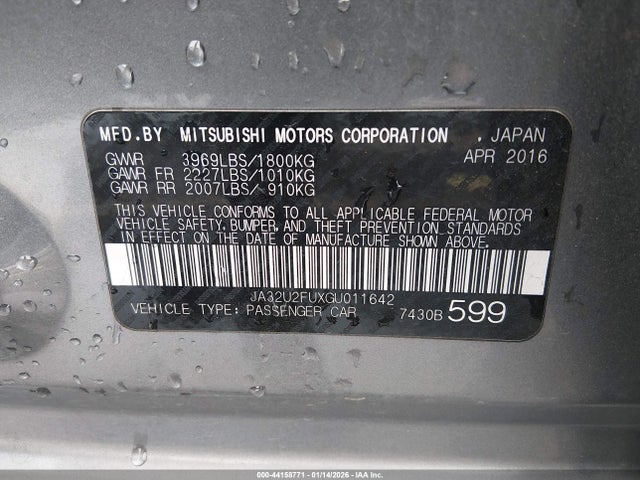 2016 MITSUBISHI LANCER JA32U2FUXGU011642 Photo 8