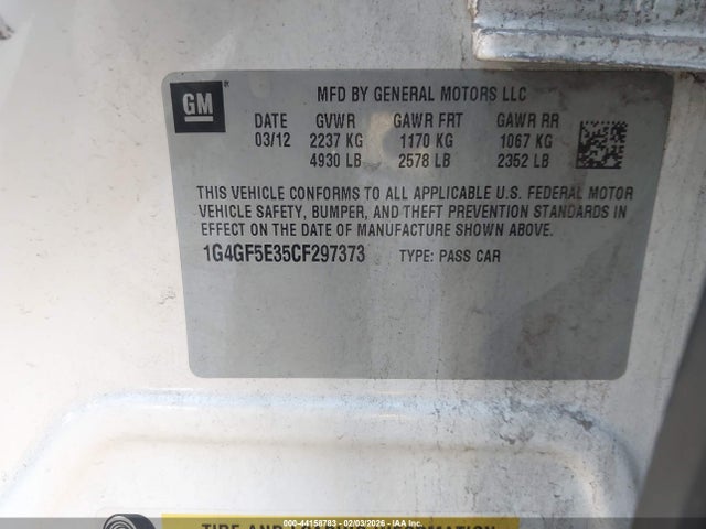 2012 BUICK LACROSSE 1G4GF5E35CF297373 Photo 8