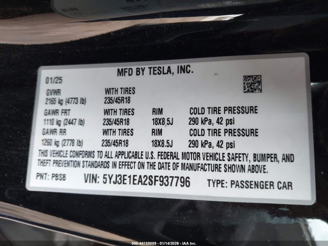 2025 TESLA MODEL 3 5YJ3E1EA2SF937796 Photo 8