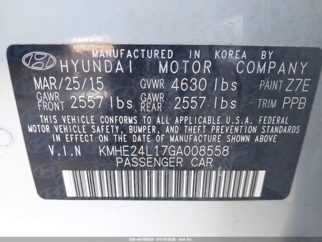 KMHE24L17GA008558 Hyundai Sonata Hybrid Se