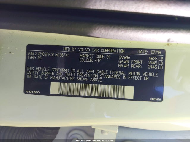 2020 VOLVO S60 7JR102FK3LG036741 Photo 8