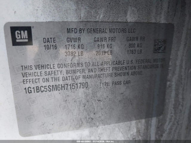 1G1BC5SM6H7151790 Chevrolet Cruze Ls Auto