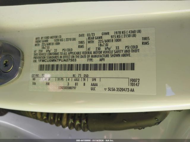 2023 FORD ESCAPE 1FMCU0MN7PUA07503 Photo 8