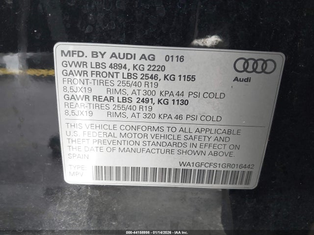 2016 AUDI Q3 WA1GFCFS1GR016442 Photo 8