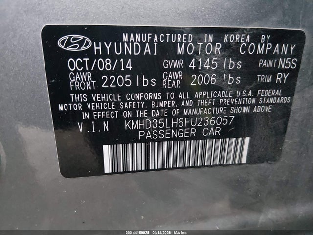 KMHD35LH6FU236057 Hyundai ELANTRA GT