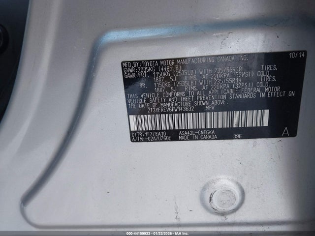 2T3YFREV6FW143632 Toyota Rav4 Limited