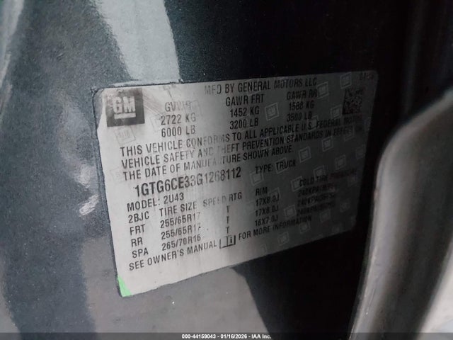 1GTG6CE33G1268112 GMC CANYON SLE