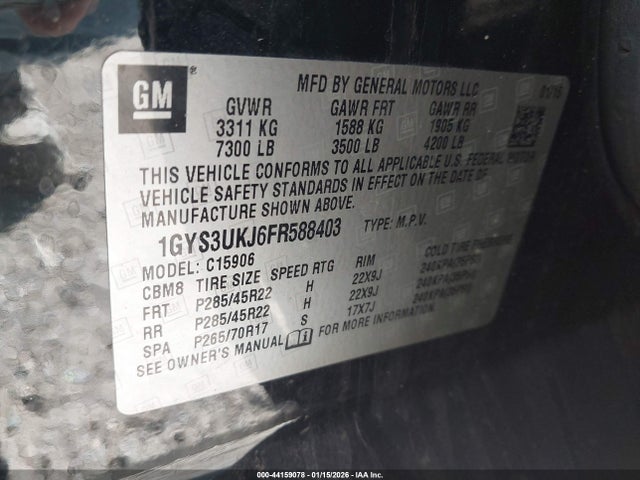 2015 CADILLAC ESCALADE ESV 1GYS3UKJ6FR588403 Photo 8