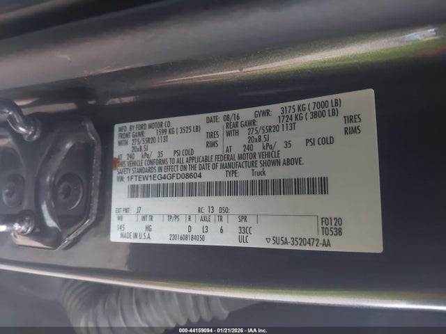 Ford F-150 Lariat 2016 1FTEW1EG4GFD08604 Image 9