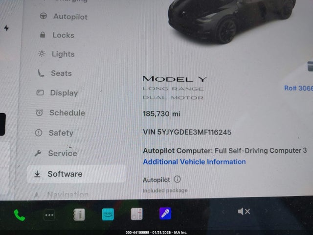 2021 Tesla Model Y Long Range Dual Motor All-wheel Drive მანქანა იყიდება აუქციონზე, vin: 5YJYGDEE3MF116245, აუქციონის ნომერი: 44159098