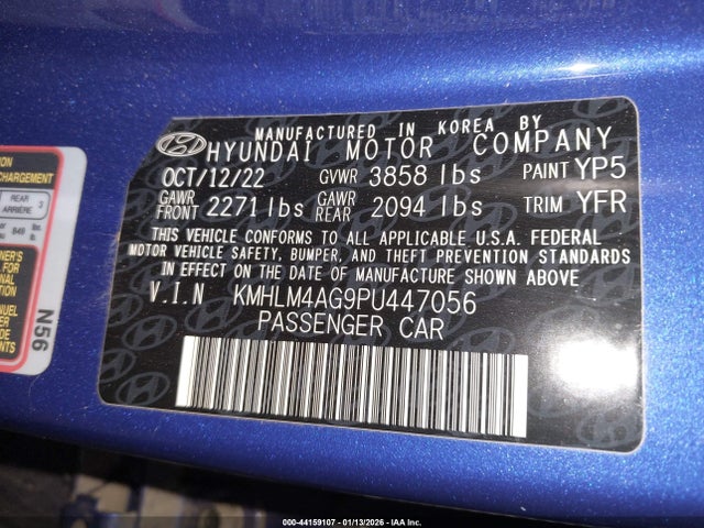 KMHLM4AG9PU447056 Hyundai ELANTRA SEL